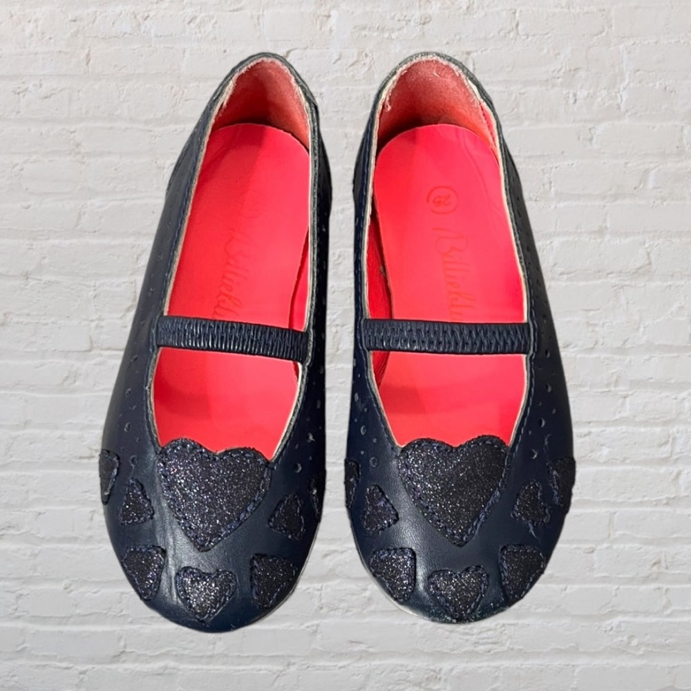 Billieblush Leather Glitter Heart Mary Janes